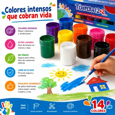 Témpera 12 + 2 colores